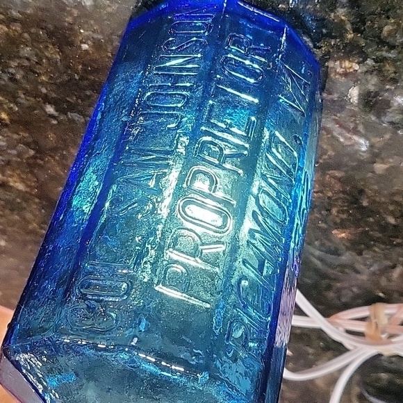 Vintage Blue Glass A. Lancaster's Indian Vegetable Jaundice Bitters Bottle by Wh - Picture 5 of 8